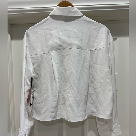 VINCE CAMUTO Crystal Embellished Crepe Button-Up Shirt Sz S White NWT - Picture 6 of 13